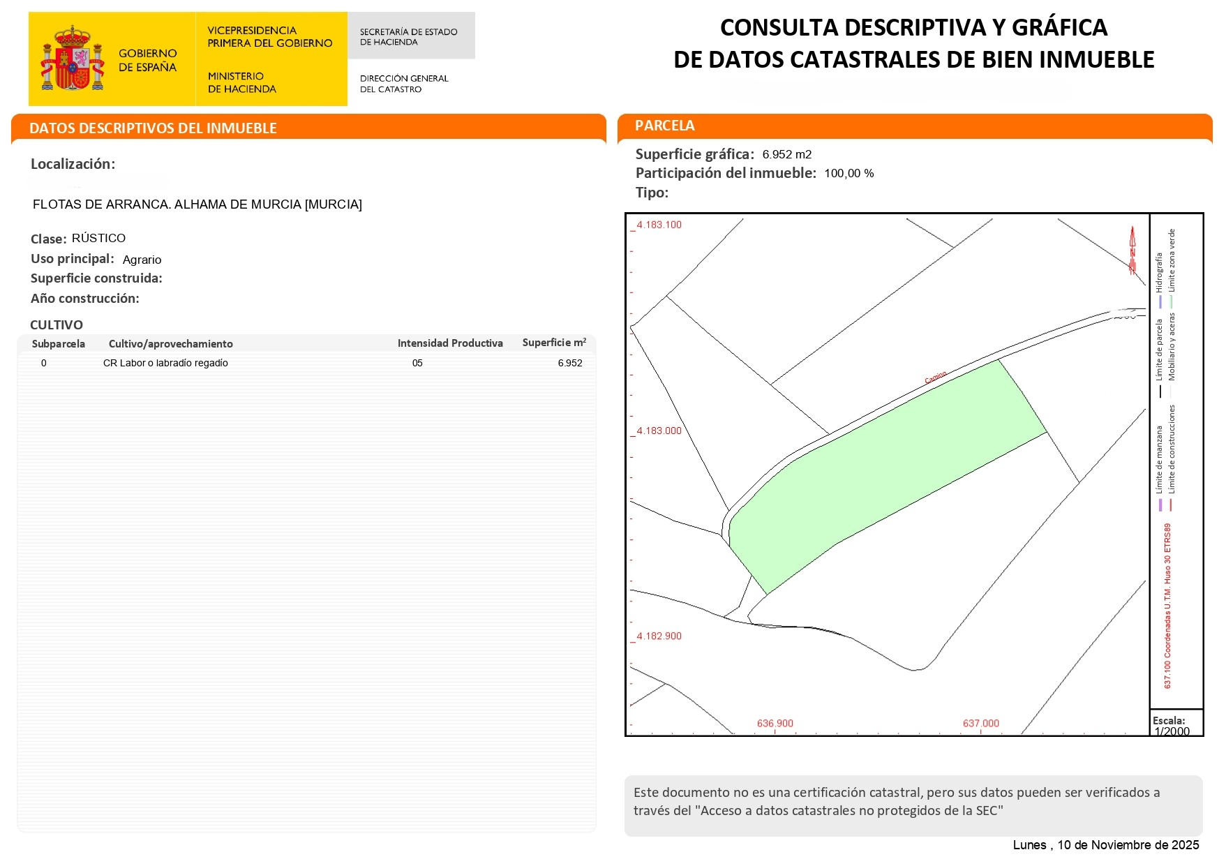 Venta Parcela Rústica en Regadío en Totana